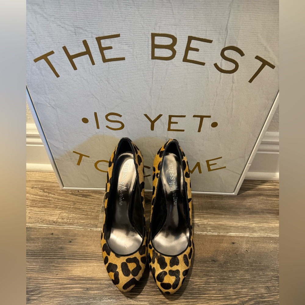 Marciano Leopard platform heels